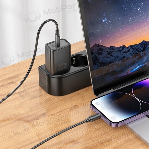 Nabíječka Hoco N60 20W GaN USB-C + USB-C to Lightning cable 1.0m bílý