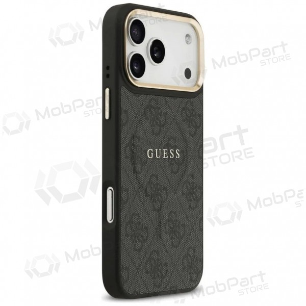 Apple iPhone 17 Pro obal - Guess PU Leather 4G Gold Frame MagSafe (černý)