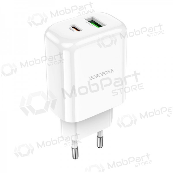 Nabíječka Borofone BN4 1xUSB, 1xType-C QC 3.0, PD 2.0 20W (bílý)