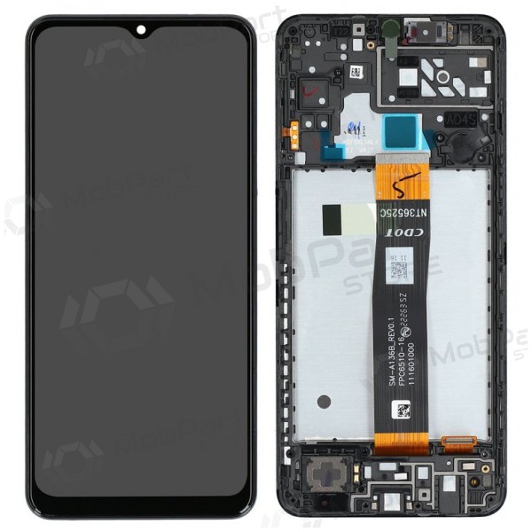 Ekranas Samsung A047 A04S 2022 su lietimui jautriu stikliuku Black a rėmeliu originál