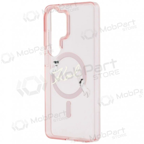 Samsung Galaxy S26 Ultra obal - Karl Lagerfeld IML Choupette Karl Script Logo Magnetic (růžový)