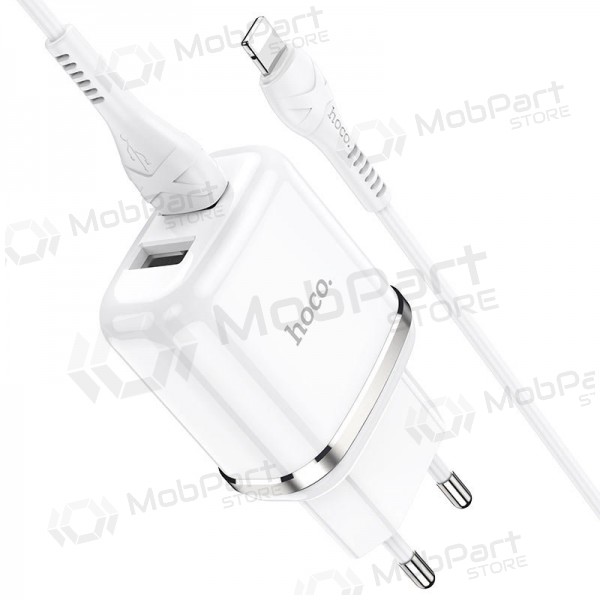 Nabíječka Hoco N4 X 2 USB  jungtimis + Lightning (2.4A) (bílý)