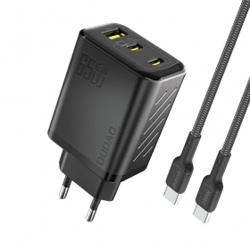Nabíječka telefonu Dudao A28PC 45 W GaN 2x USB-C s kabelem USB-C 1 m černá