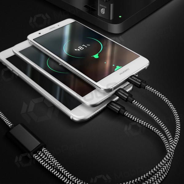 USB kabel Dux Ducis K-ONE 3in1 microUSB-Lightning-Type-C FastCharging 1.2m