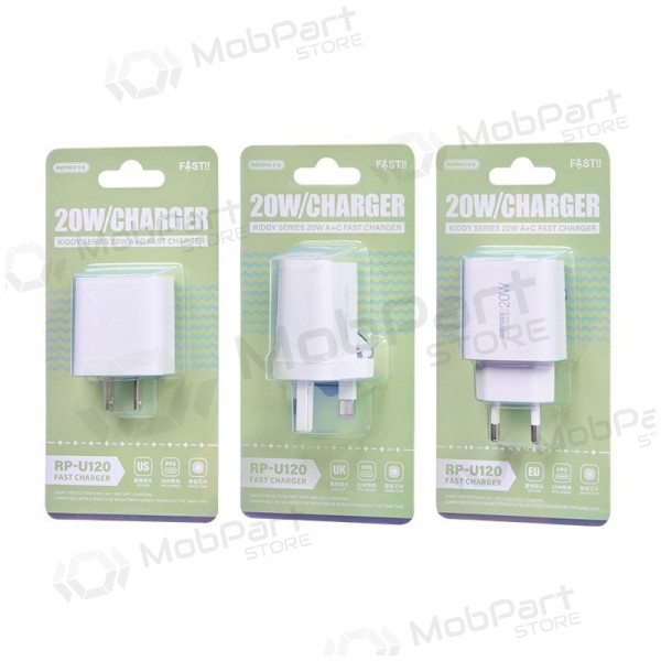 Nabíječka telefonu Remax RP-U120 20 W USB-C + USB-A bílá