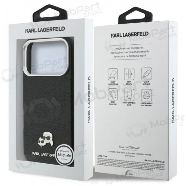 Obal pro Apple iPhone 17 Pro - Karl Lagerfeld PU Karl and Choupette Heads Pins MagSafe (černý)