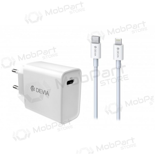Nabíječka Devia Smart PD Quick Charge + MFI Type-C-Lightning (bílý)