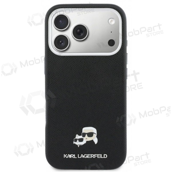 Obal pro Apple iPhone 17 Pro - Karl Lagerfeld PU Karl and Choupette Heads Pins MagSafe (černý)