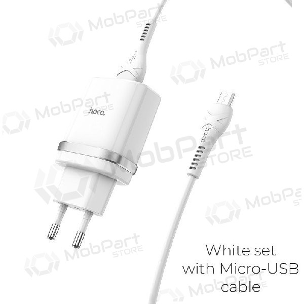 Nabíječka HOCO C12Q Smart USB + microUSB kabel (QC3.0) (bílý)