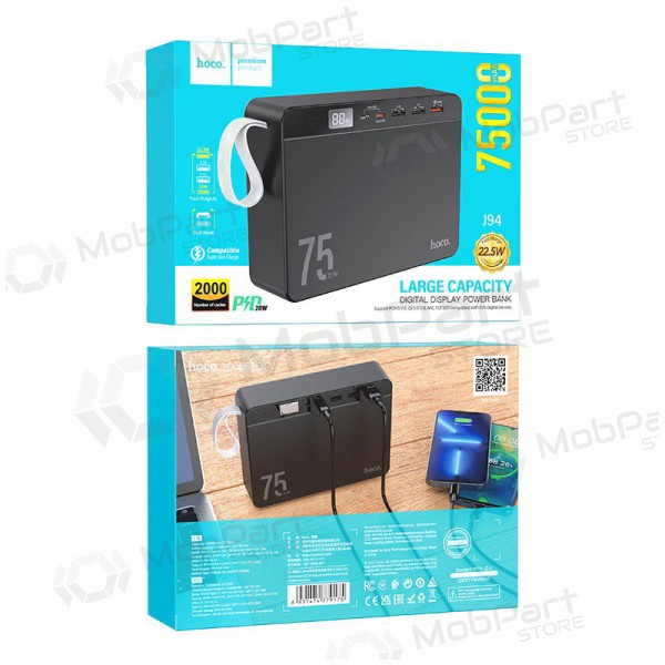 Externí baterie Power Bank Hoco J94 Overlord 22.5W 75000mAh černá