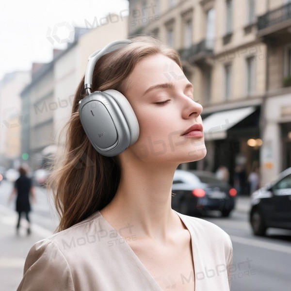 Bezdrátová sluchátka s mikrofonem Hoco W68 ANC Bluetooth stříbrná