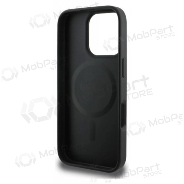 Apple iPhone 16 Pro Max obal - Guess PU Leather 4G Colored Ring MagSafe (černý)