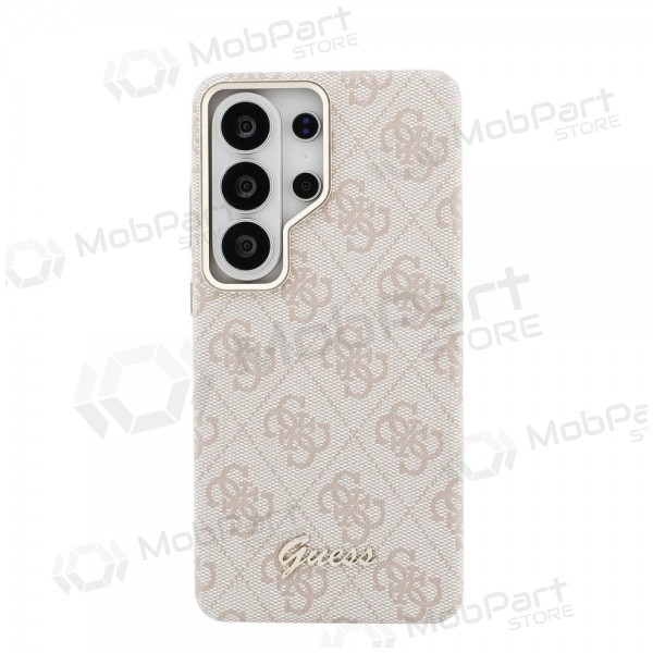 Samsung Galaxy S26 Ultra obal - Guess PU 4G Script Metal Logo Magnetic (růžový)