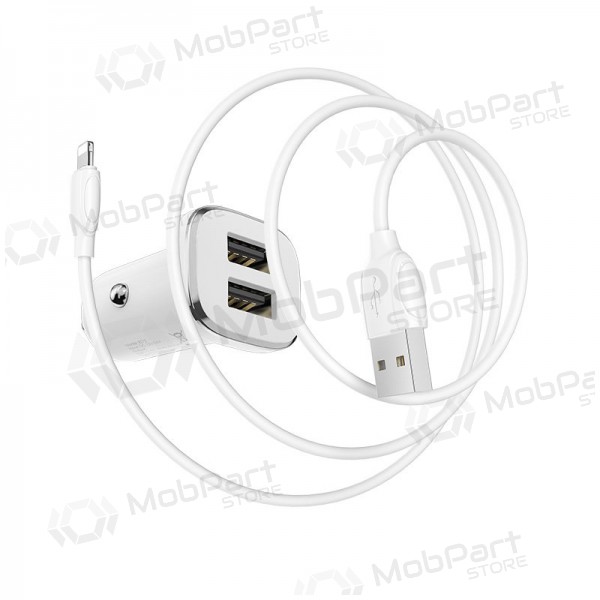 Nabíječka automobilinis Borofone BZ12 USB + Lightning (2.4A) (bílý)