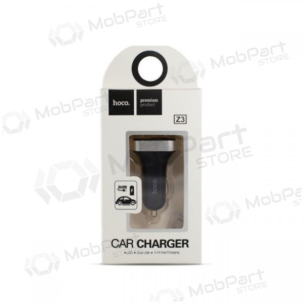 Nabíječka do auta HOCO Z3 Dual Usb (Display, 3.1A) (černá)