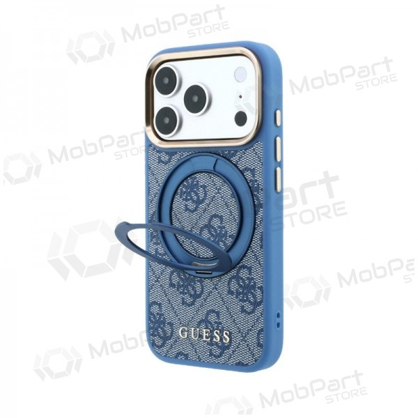 Apple iPhone 18 Pro obal - Guess PU 4G Ring Stand MagSafe (modrý)