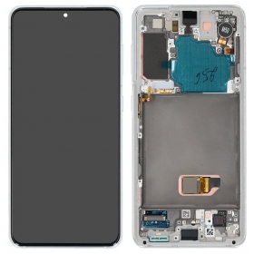 Samsung Galaxy S21 5G displej (bílý) (s rámem) (originál)