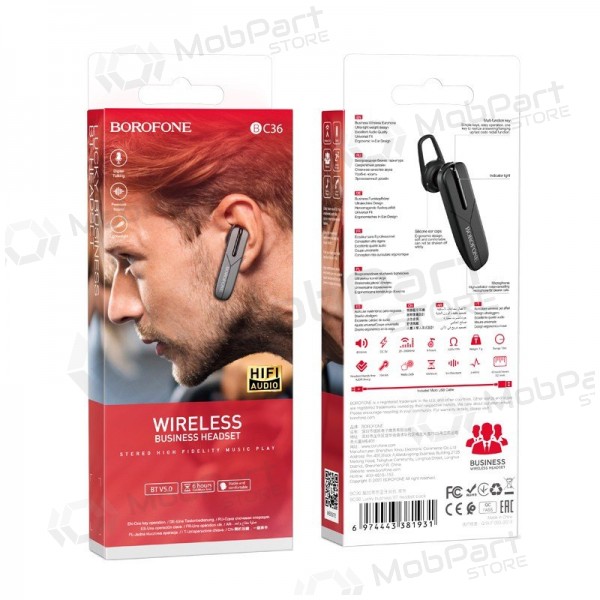 Bluetooth handsfree Borofone BC36 Bluetooth 5.0 microUSB černá