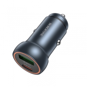 Nabíječka do auta Borofone BZ32A 30 W USB-C + USB-A šedá