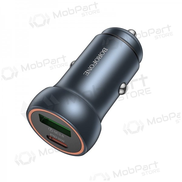 Nabíječka do auta Borofone BZ32A 30 W USB-C + USB-A šedá