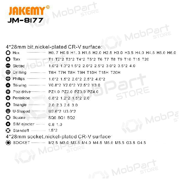 Šroubovák (106 antgaliai) Jakemy JM-8177
