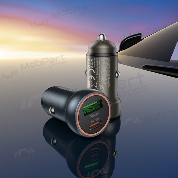 Nabíječka do auta Borofone BZ32A 30 W USB-C + USB-A šedá