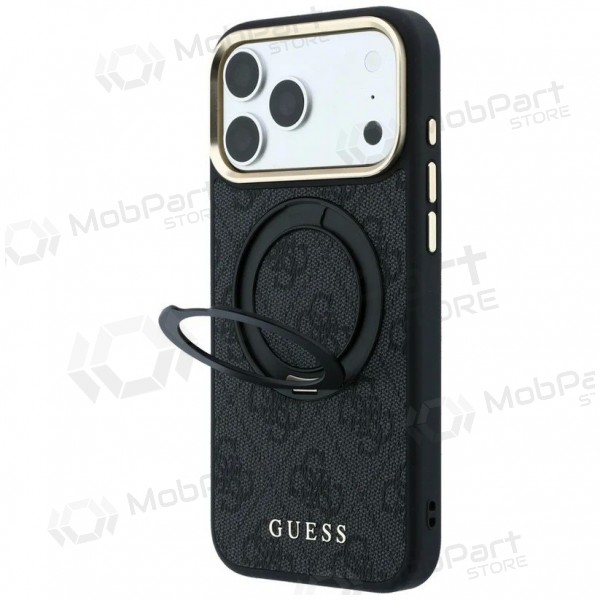 Apple iPhone 18 Pro obal - Guess PU 4G Ring Stand MagSafe (černý)