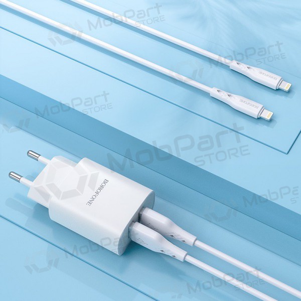 Nabíječka Borofone BN2 2xUSB 2.1A + Lightning (bílý)