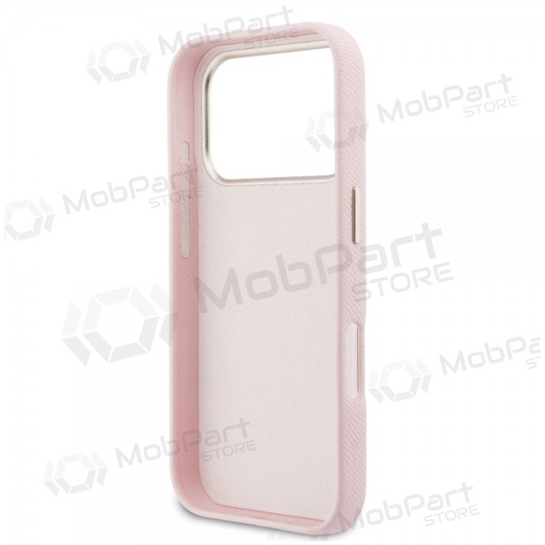 Apple iphone 17 pro max obal - Guess pu grained 4g resin metal logo (růžový)