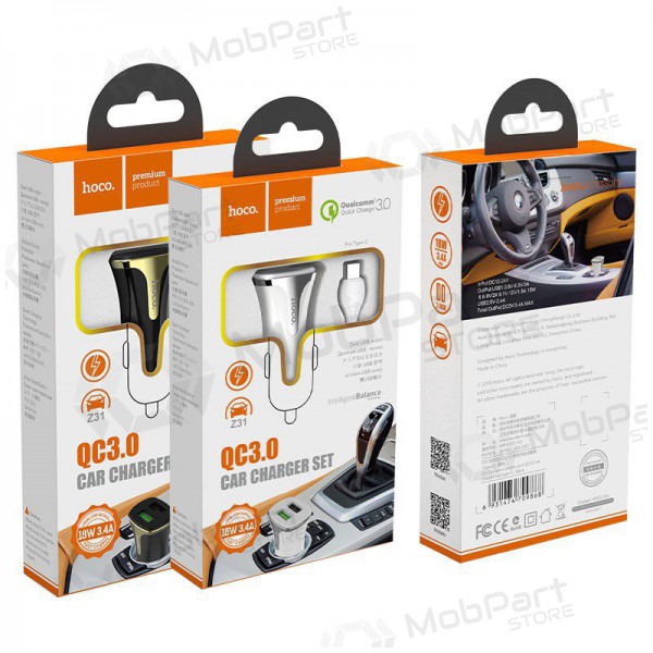 Autonabíječka HOCO Z31 USB + Lightning Quick Charge (3.0A) (černá)