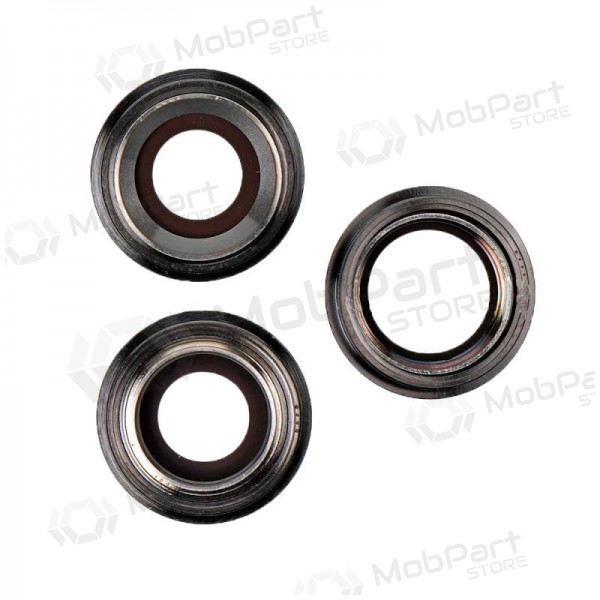 Apple iPhone 11 Pro / 11 Pro Max sklo kamery (3ks) (černá) (s rámem)