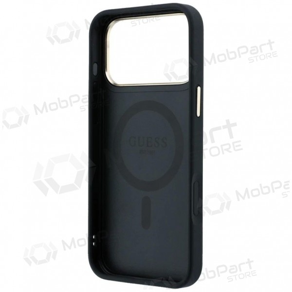 Apple iPhone 18 Pro obal - Guess PU 4G Ring Stand MagSafe (černý)