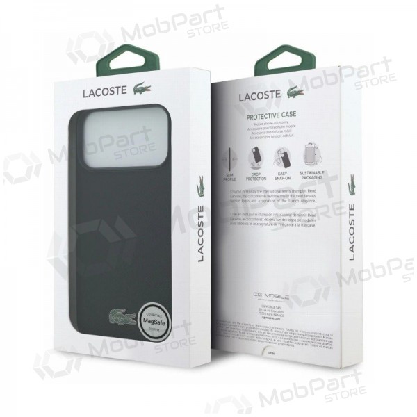Apple iPhone 18 Pro Max obal - Lacoste PVC Petit Pique Semi Wrap Embossed MagSafe (černý)