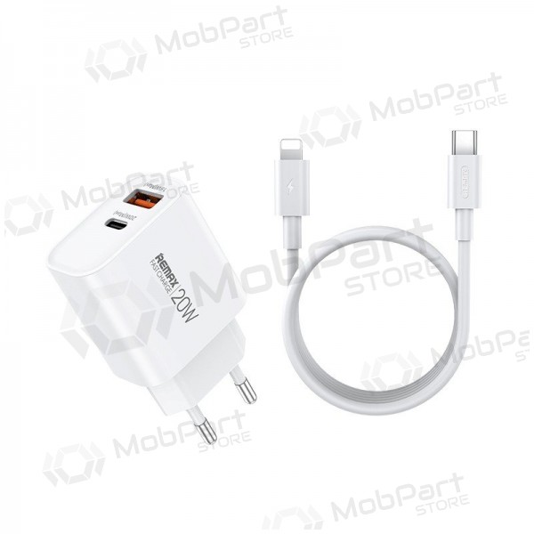 Nabíječka telefonu Remax RP-U120 20 W USB-C + USB-A s kabelem Lightning 1 m bílá
