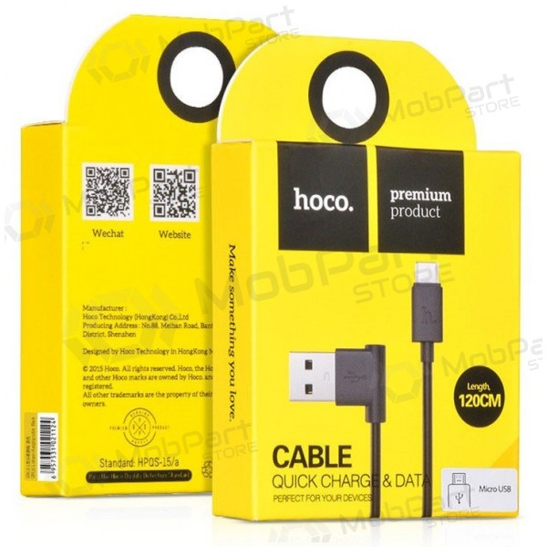 USB kabel HOCO UPM10 L Shape microUSB 1.2m (černá)