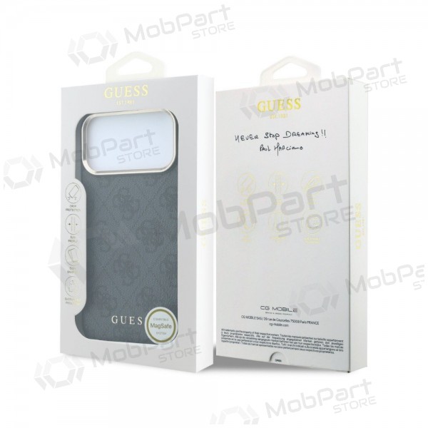 Apple iPhone 18 Pro Max obal - Guess PU Leather 4G Gold Frame MagSafe (černý)