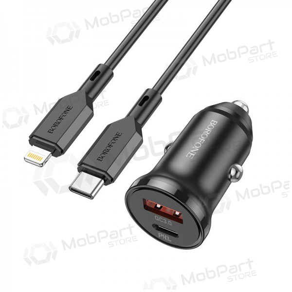 Nabíječka automobilinis Borofone BZ18A USB-A/Type-C PD20W+QC3.0 + Lightning (černá)
