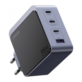 Síťová nabíječka Ugreen X565 100 W GaN 3x USB-C + USB-A šedá