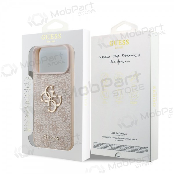 Obal Apple iPhone 17 Pro Max - Guess PU 4G Metal Logo (růžový)