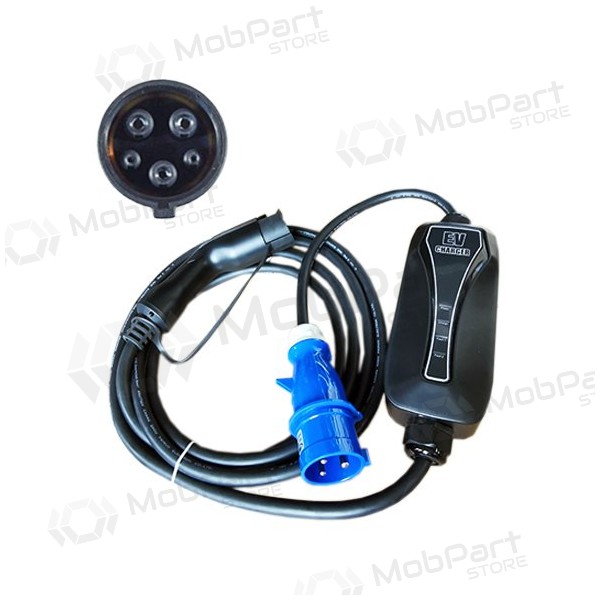 Elektromobilio nešiojamas nabíječka Type 1 - CEE, 6-32A, 7.2kW, 1-fazė, 5m