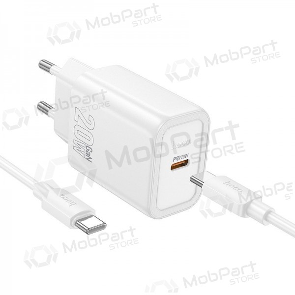 Nabíječka telefonu Hoco N60 GaN USB-C s kabelem USB-C 1 m bílá