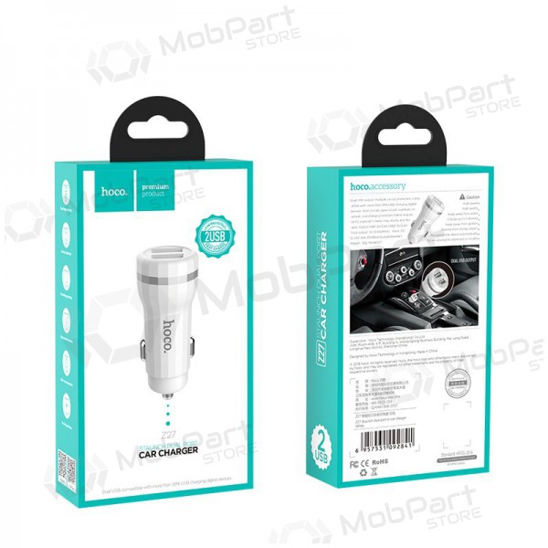 Nabíječka automobilinis Hoco Z27 (2.4A) (bílý)