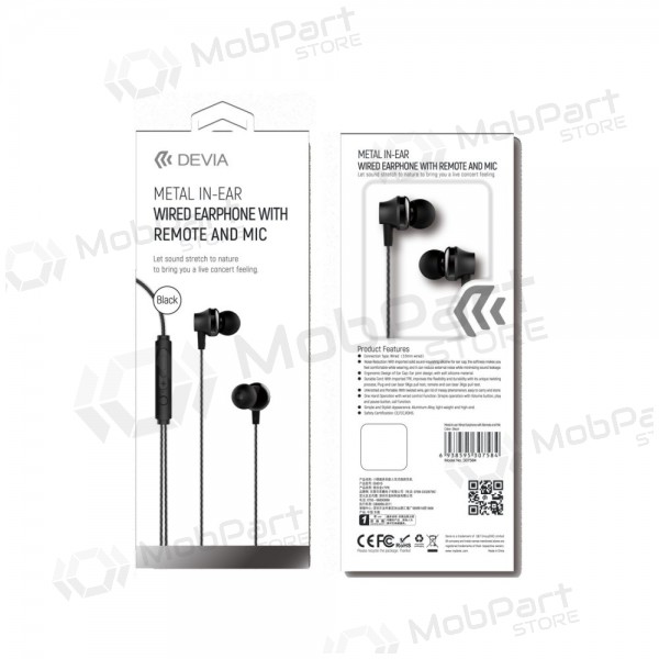 Handsfree Devia Metal In-Ear 3,5mm (černá)
