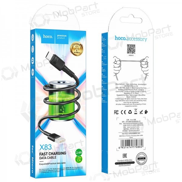 USB kabel Hoco X83 USB-A to MicroUSB 1.0m černá