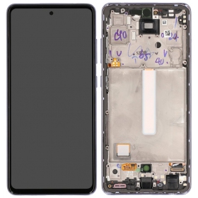 Displej Samsung Galaxy A52 - violetinis - su rėmeliu - originalus