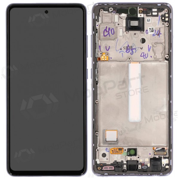 Displej Samsung Galaxy A52 - violetinis - su rėmeliu - originalus