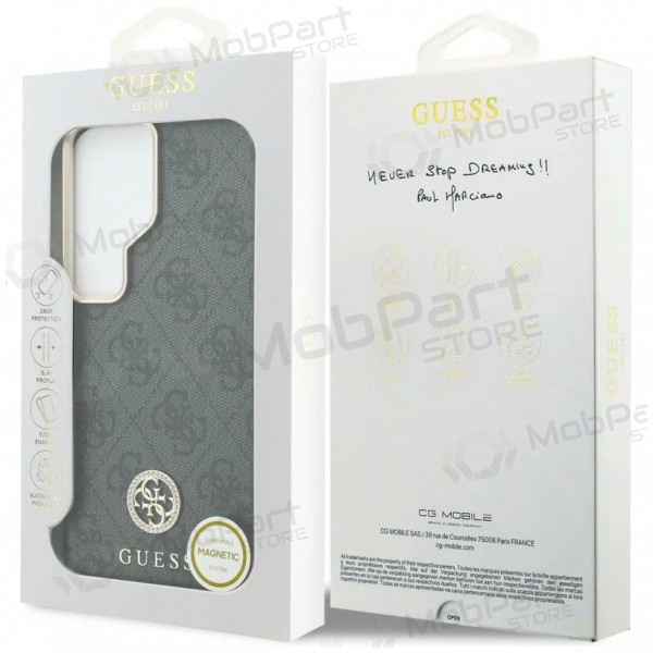 Obal pro Samsung Galaxy S26 Ultra - Guess PU Leather 4G Strass Logo Gold Frame Magnetic (černý)