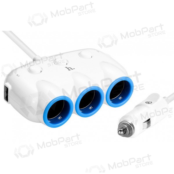 Nabíječka do auta HOCO C1 TRIPLE + USB (5V 3.1A) (bílý)