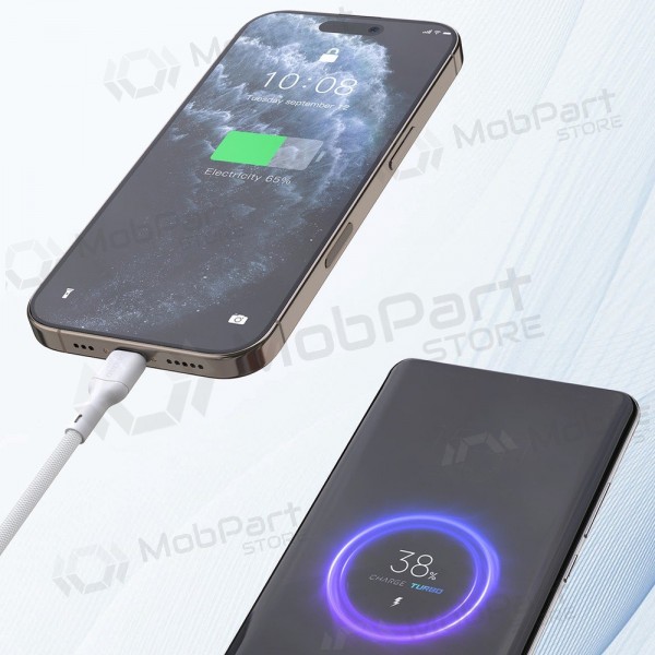 USB-C kabel Dudao L9C USB-C na USB-C 1 m 65 W bílý