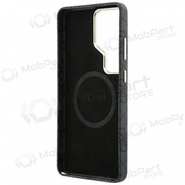 Obal pro Samsung Galaxy S26 Ultra - Guess PU Leather 4G Strass Logo Gold Frame Magnetic (černý)